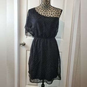 Francesca's Glitter One Shoulder Mini Dress